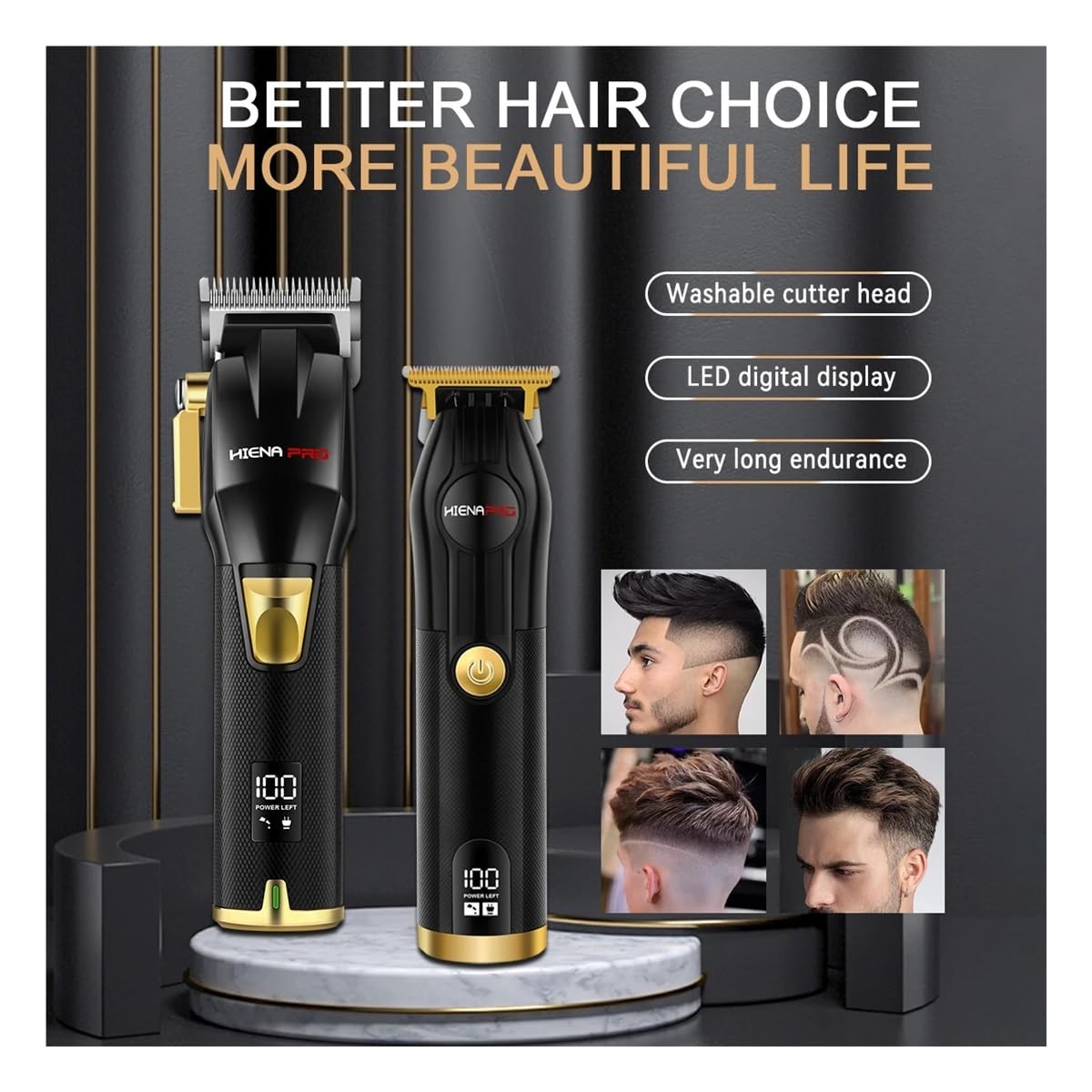 EWKYLSEM Razors Professional Hair Clipper Set for Men, Rechargeable Hair Trimmer with LCD Digital Display, Electric Clipper, Black and Gold Beauty and Personal Care EWKYLSEM