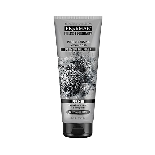 FREEMAN Pore Clearing Volcanic Ash Peel-Off Gel Facial Mask, Deep Cleansing, Removes Dirt From Pores, Not Over-Drying, Easy-to-use, For Men, 6