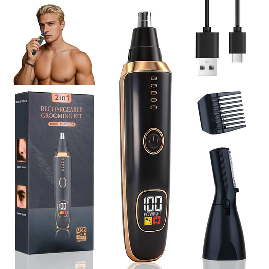Yunmiss Nose and Ear Hair Trimmer for Men Women,2 in 1 LED Display Eyebrow Hair Trimmer with USB Rechargeable,2026 Portble Waterproof Facial Hair Beauty and Personal Care Yunmiss Default Title