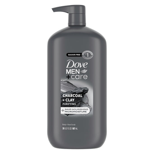 DOVE MEN + CARE Body and Face Scrub Charcoal + Clay Body Wash for Men with 24-Hour Nourishing Micromoisture Technology 30 oz Beauty & Personal Care DOVE MEN + CARE