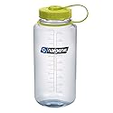 Nalgene Tritan Wide Mouth BPA-Free Water Bottle, Clear w/ Green Cap, 32 oz