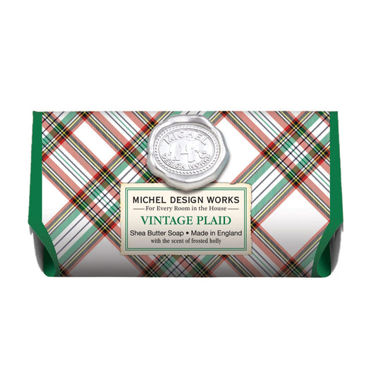 Michel Design Works Large Bath Soap Bar, Vintage Plaid
