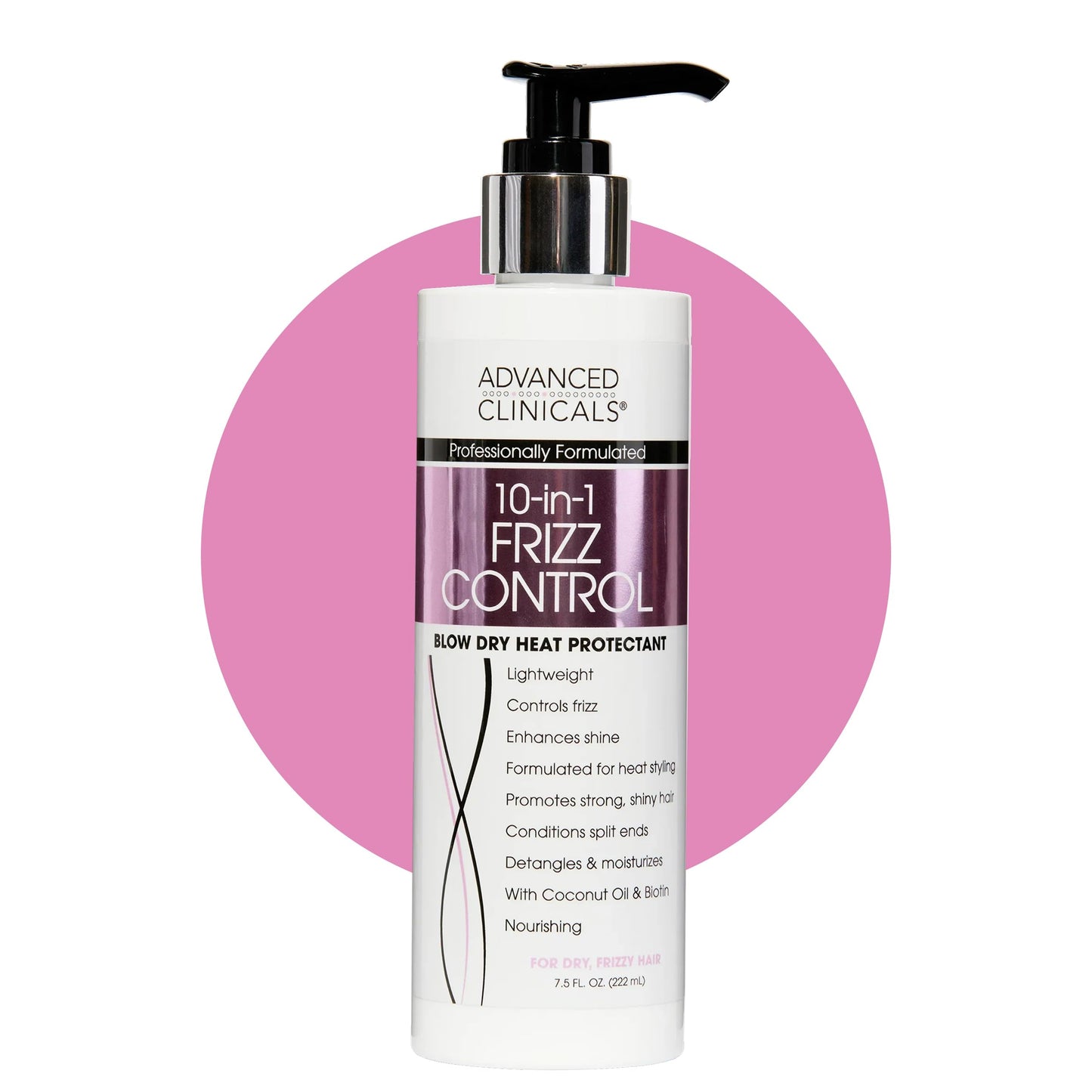 Advanced Clinicals 10-in-1 Anti-Frizz Hydrating Heat Protectant Hair Cream Coconut & Bamboo Strengthen, Detangle & Smooth Dry, Damaged Hair DEA