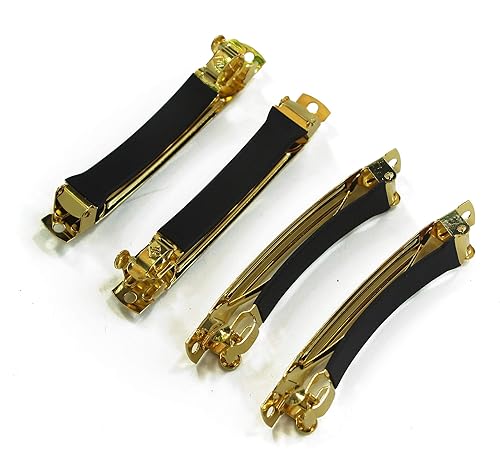 10pcs 80mm French Barrette Hair Clips for DIY Craft Project (Gold 80mm with Leather Protect)