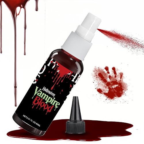 Fake Blood spray,2.01FL.OZ Vampire Blood Makeup,Halloween Fake Blood Spray Eye Blood Drops Body Paint?Blood Splatter for Clothes,Halloween Zombie