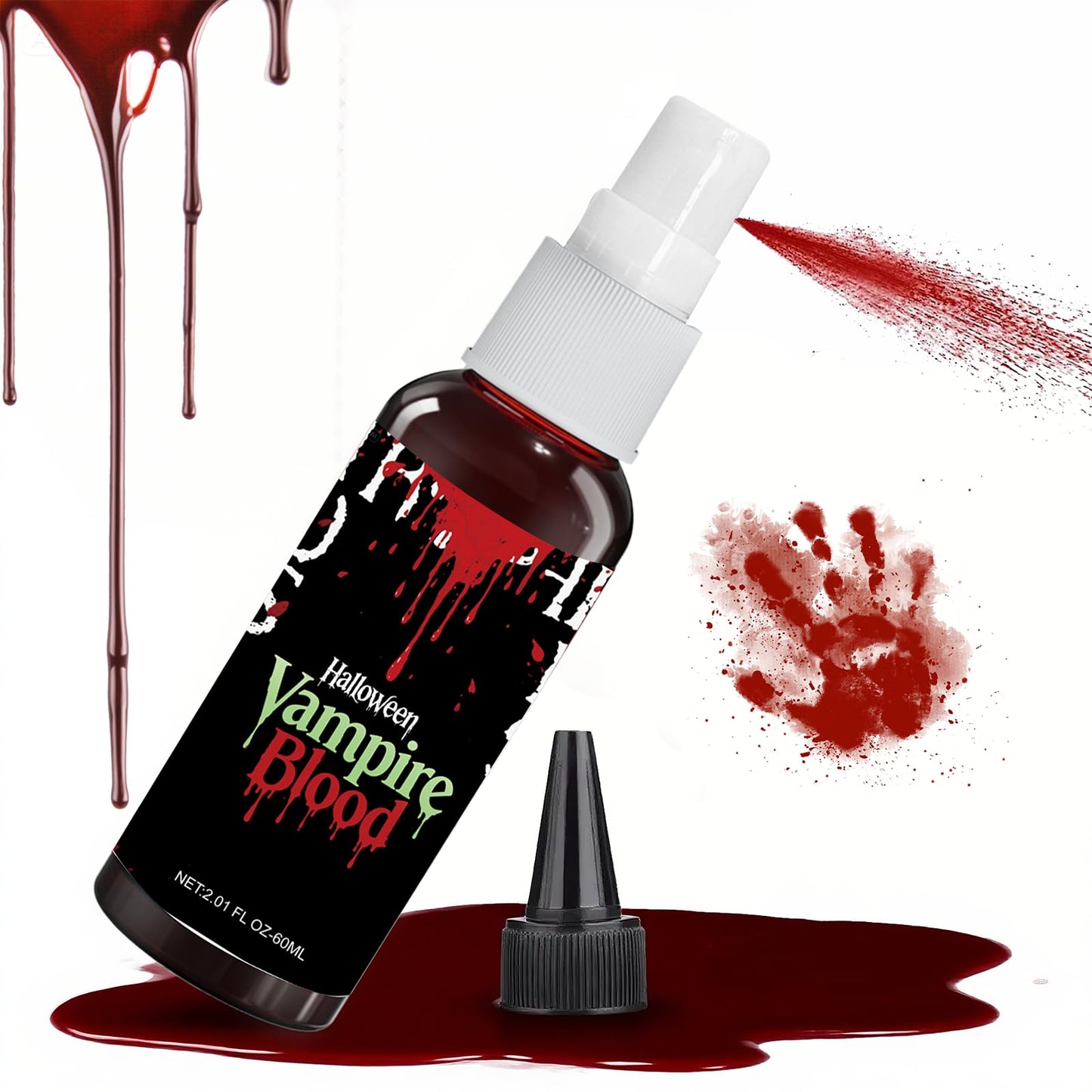 Fake Blood spray,2.01FL.OZ Vampire Blood Makeup,Halloween Fake Blood Spray Eye Blood Drops Body Paint?Blood Splatter for Clothes,Halloween Zombie