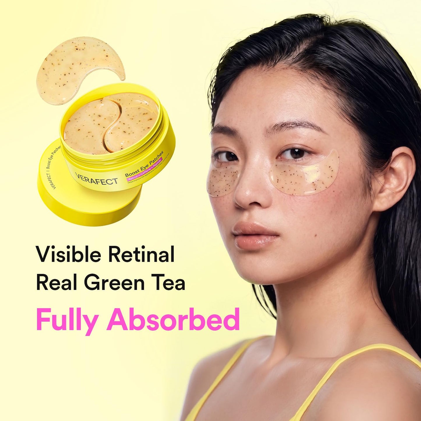 VERAFECT Retinal Green Tea Eye Patches, Anti Wrinkle & Smile Line Patches for Face, Peptide&Caffeine Serum-to-Gel Mask, Korean Skincare, 60 Count Beauty and Personal Care VERAFECT