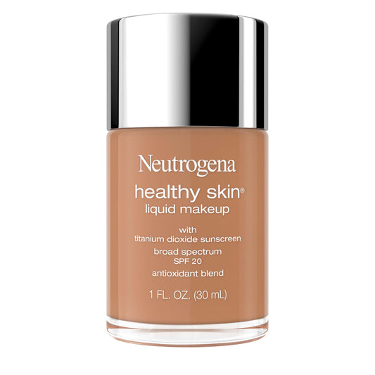 Neutrogena Healthy Skin Liquid Foundation Makeup Broad Spectrum SPF 20 Sunscreen, Medium Coverage, Vit B5, Antioxidants, All Day Wear, Bronze 430N, 1