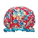 allydrew Reusable Women's Waterproof Shower Caps for Long Hair, Exotic Floral