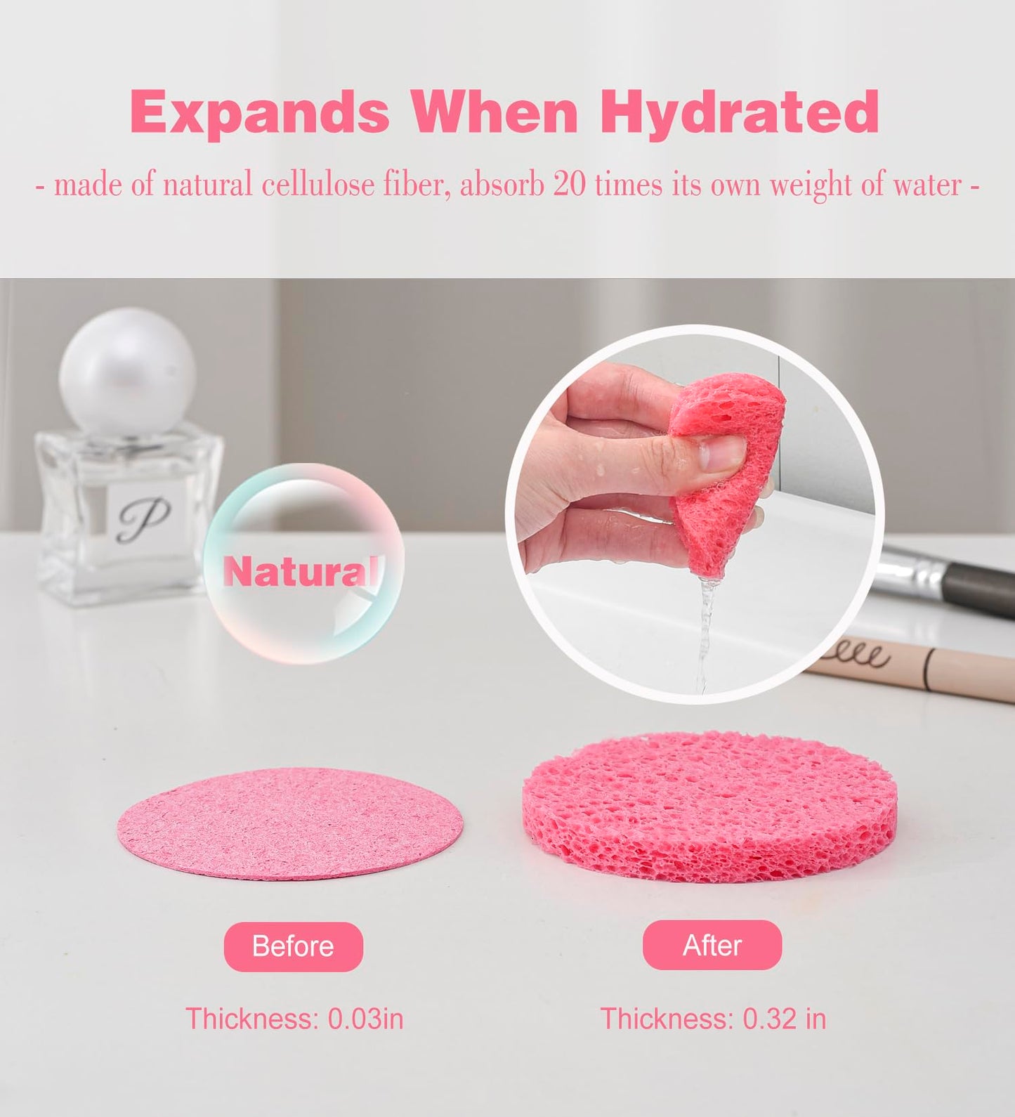 METUUTER 50 PCS Compressed Facial Sponges for Estheticians- 100% Natural Cellulose Face Sponge Professional Cosmetic Spa Sponges for Face Cleansing