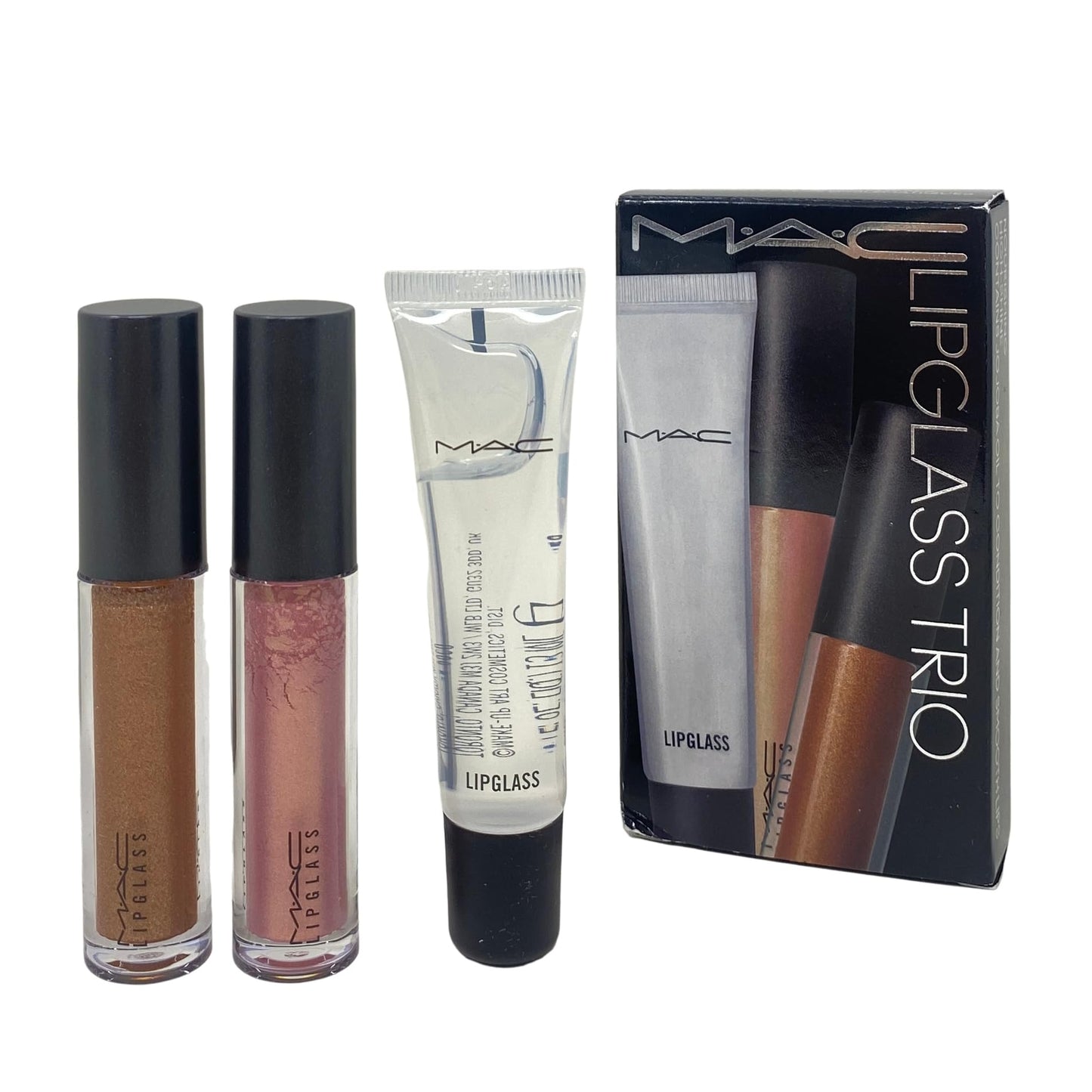 MAC Cosmetics Glossed Out Lipglass Trio - Oh Baby, Nymphette and Lipglass Clear.