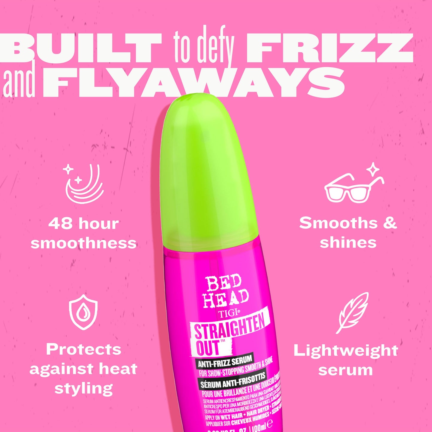 TIGI Bed Head Straighten Out Anti-Frizz Serum for Smooth and Shine, Sulfate-Free Styling Serum for All Hair Types