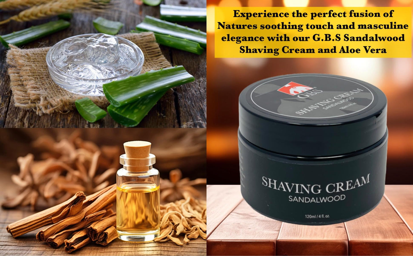 G.B.S Sandalwood Shaving Cream for Sensitive Skin, Hydrates, Nourishes for Close Smooth Shave, Protects Skin from Cuts, Bumps, Redness and Irritation…