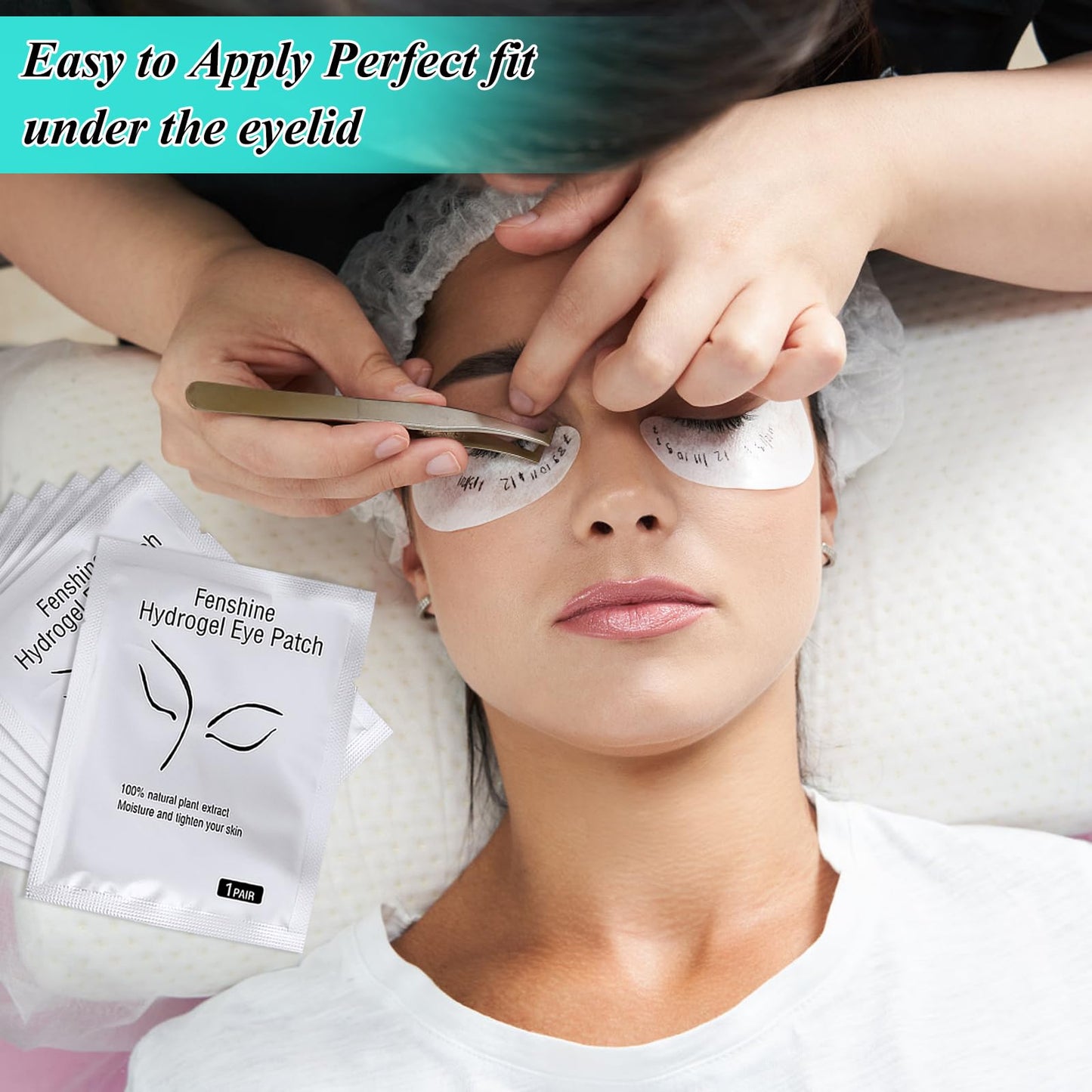 fenshine 100 Pairs Eyelash Extension Eye Pads Lint Free Hydrogel Eye Patches Professional for Lash Extensions Supplies
