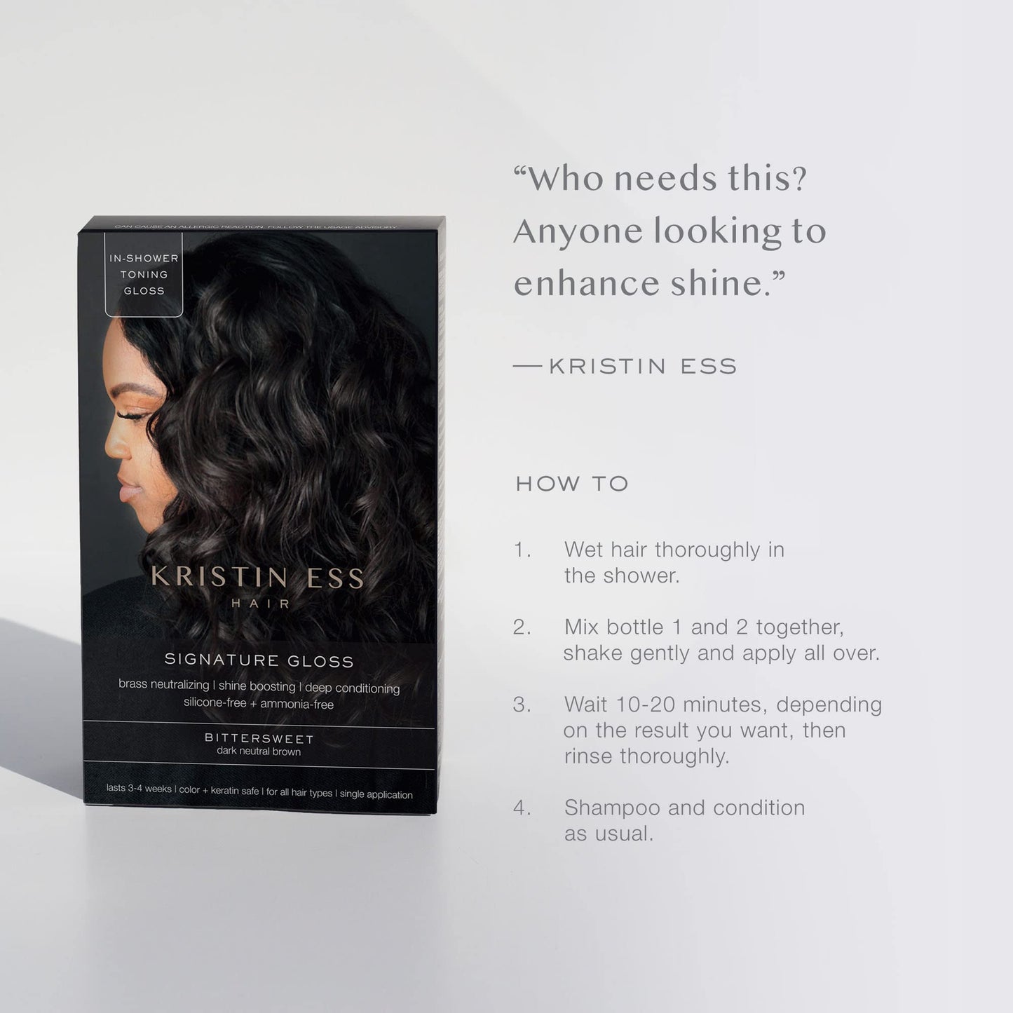 Kristin Ess The One Signature Hair Gloss - Bittersweet: Dark Neutral Brown (Pack of 2)