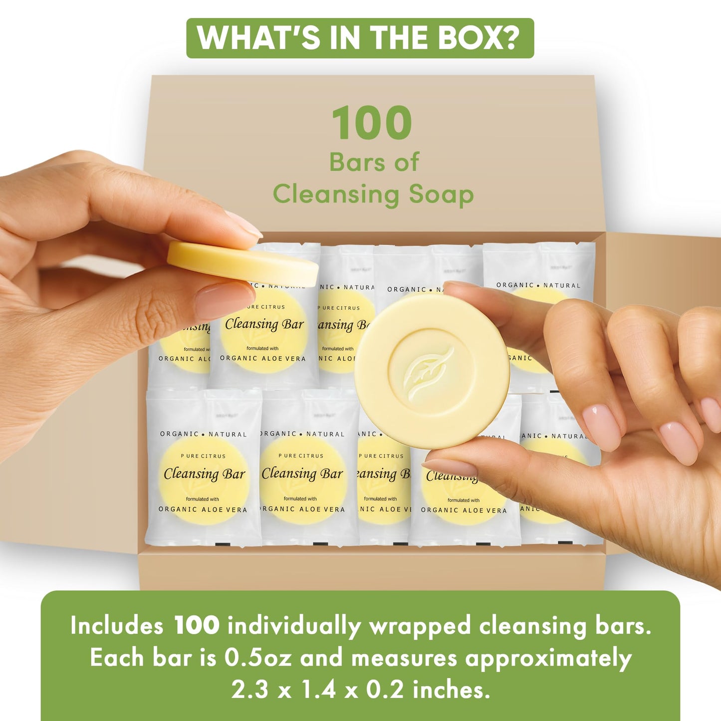 Travel Size Hotel Cleansing Bar Soap 100 Count 0.5 oz Bars Guest Amenities for Vacation Rentals and Short Term Rentals Paraben Free Lemon Chamomile