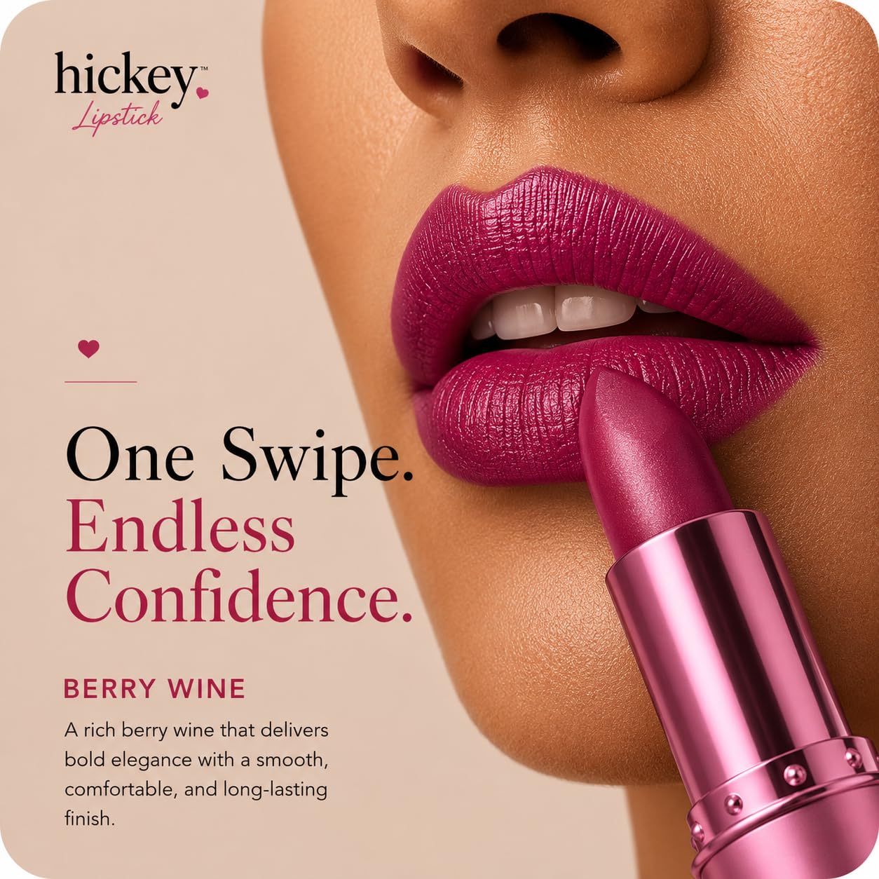 Hickey Lipstick Refill - Big Trouble (Berry Wine) - Hydrating Formula with Jojoba Oil, Long Lasting Velvet Finish Formula - Vegan & Gluten-Free