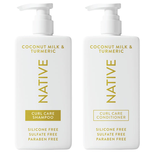 Native Coconut & Turmeric Shampoo and Conditioner Contain Naturally Derived Ingredients | All Hair Types, Color & Treated, Fine to Dry Damaged
