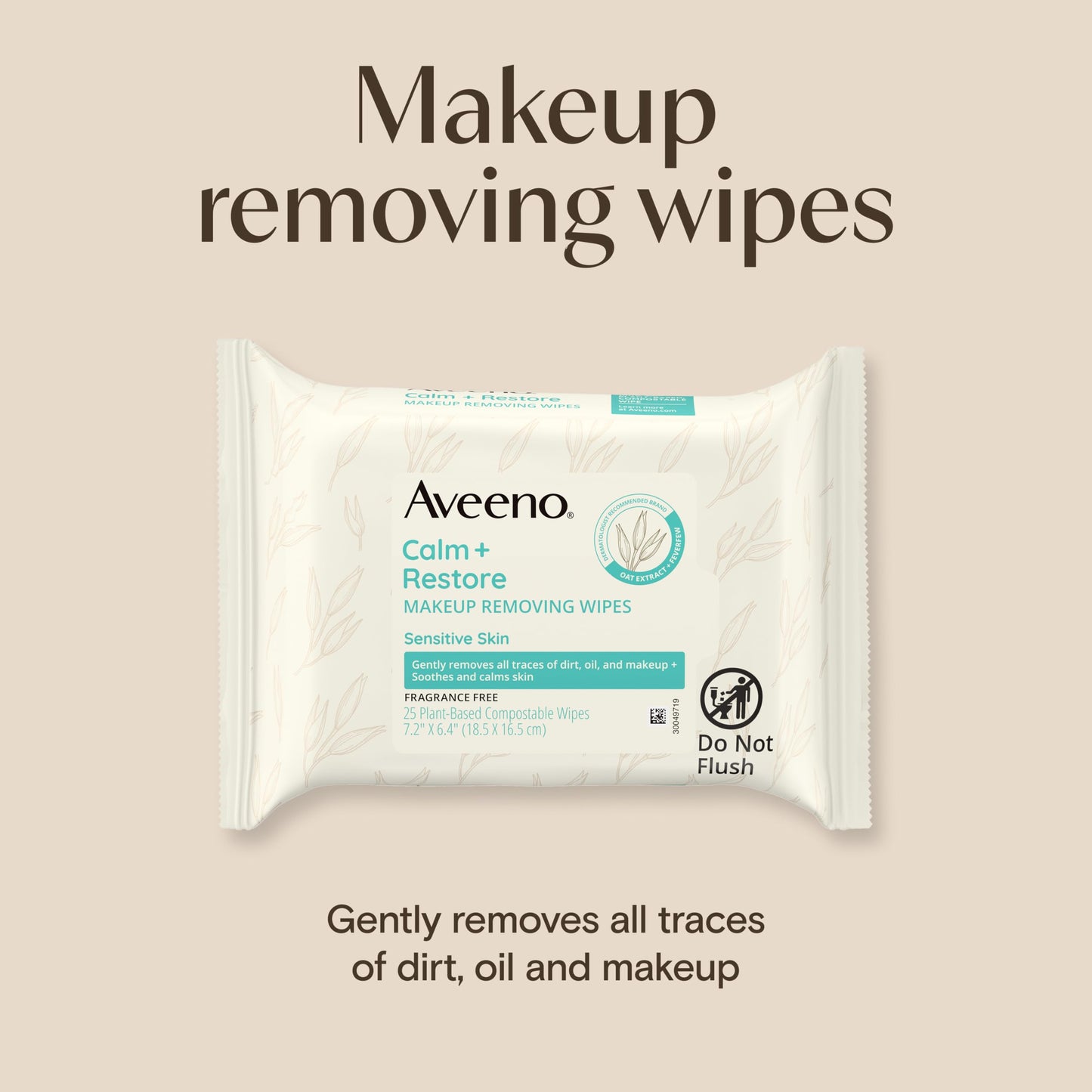Aveeno Calm + Restore Unscented Makeup Remover Wipes for Face, Fragrance-Free Facial Towelettes with Oat Extract & Calming Feverfew, Sensitive Wipes Beauty and Personal Care Aveeno