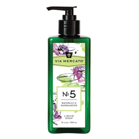 Via Mercato Liquid Soap, Shea Butter Enriched (12 oz), No. 5 - Waterlily & Sandalwood