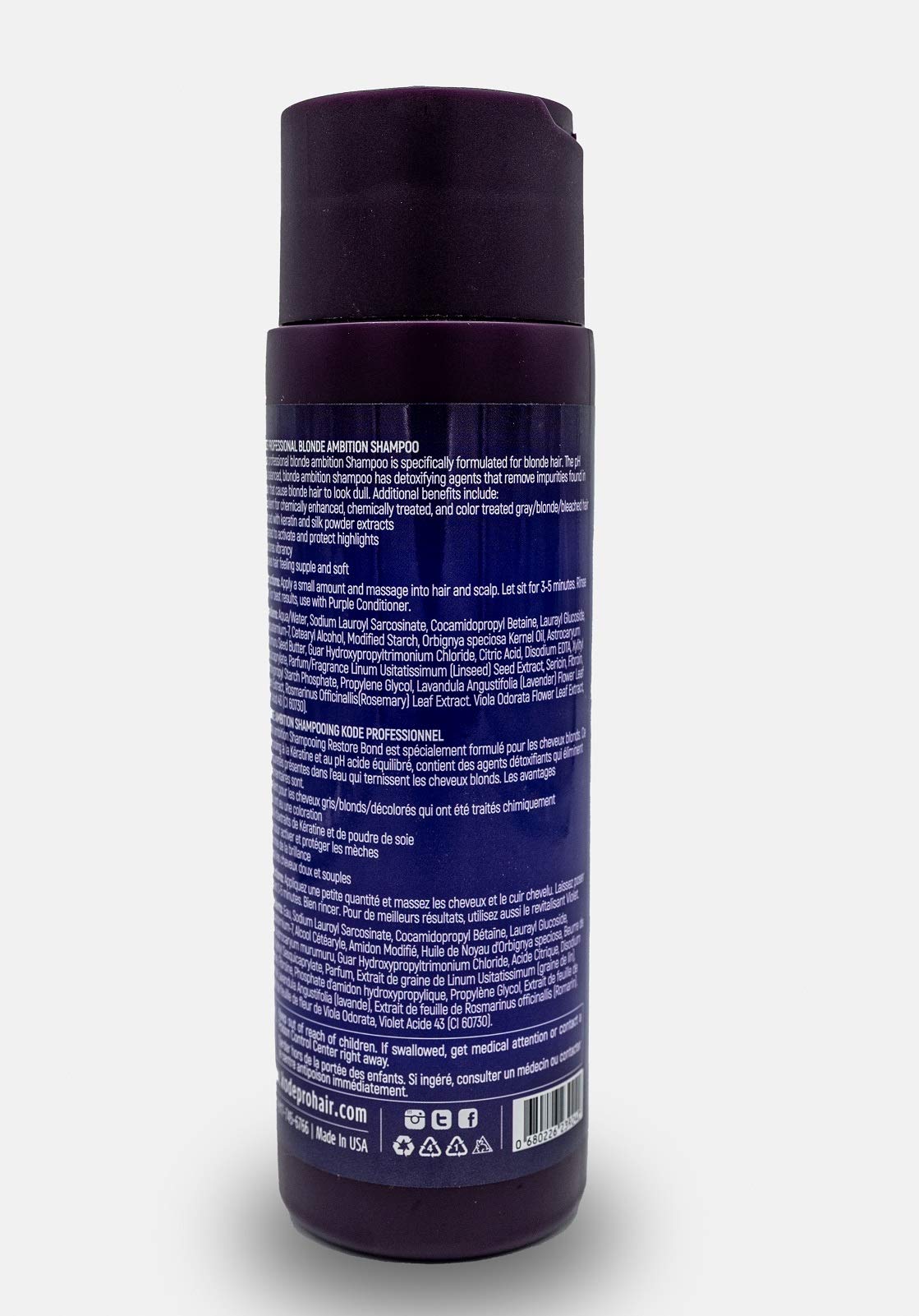 Blonde Ambition Purple Toning Shampoo and Conditioner Set, 8 floz by Kode Professional