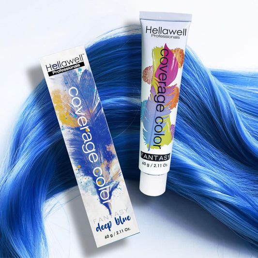 Hellawell Professional Hair Dye. Coverage Color Fantasy - Semi-permanent oxidation coloring cream. Deep Blue 2.11oz Beauty & Personal Care HELLAWELL PROFESSIONALS