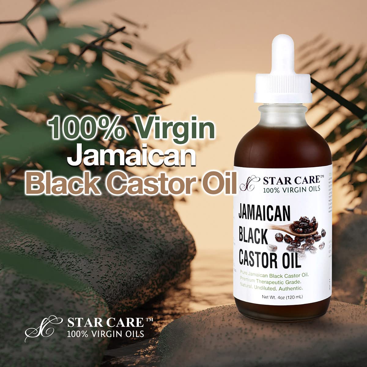 STAR CARE Extra Strength Jamaican Black Castor Oil (with Lavender Oil) for Hair Growth (4oz) - 100% Virgin JBCO Infused with Biotin & Niacin - Scalp
