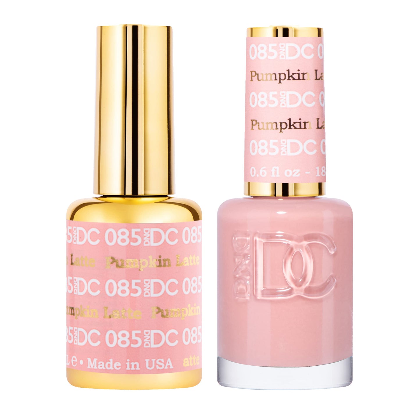 DND DC Gel Polish Set, Beige Nude Collection, UV/LED Gel Polish and Air Dry Nail Lacquer, Matching Chip-Free Polish Duo, 085 Pumpkin Latte, 0.5 Fl Oz