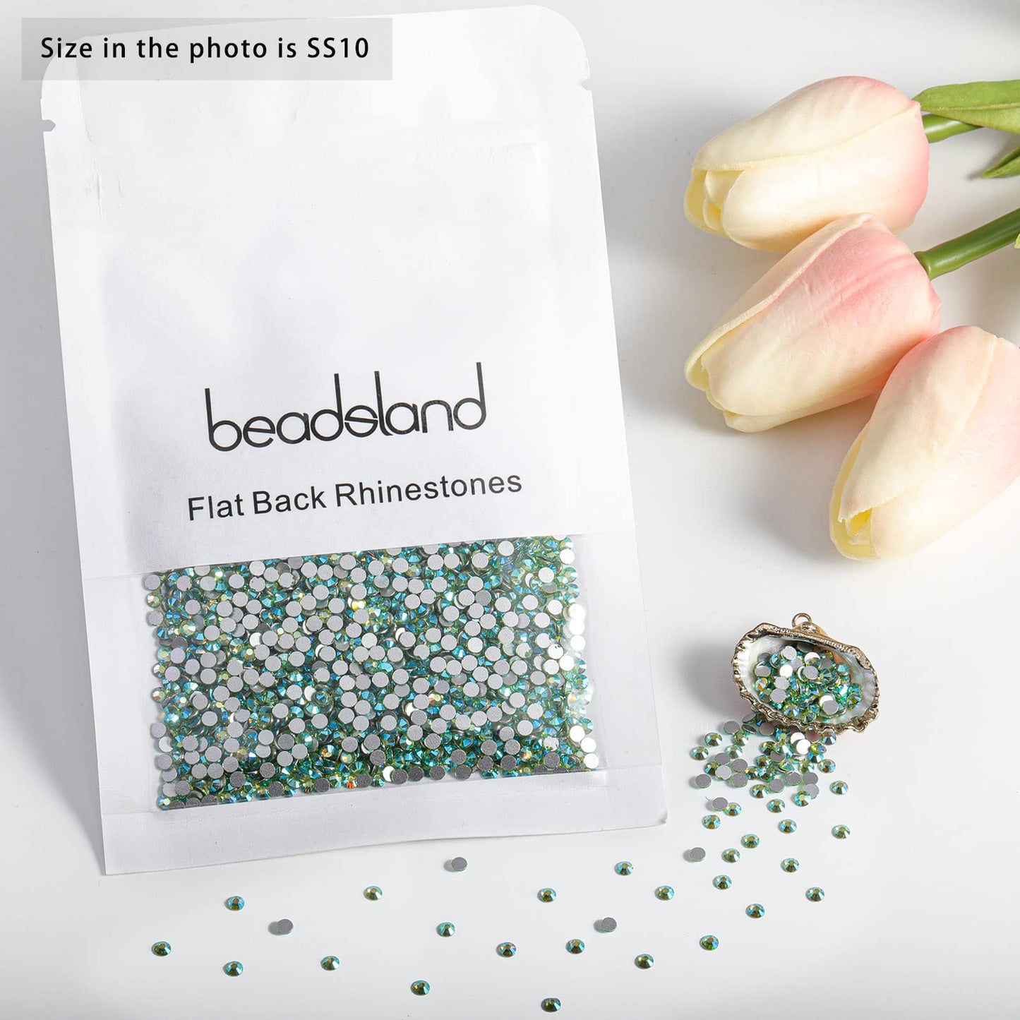 Beadsland 2880pcs Flat Back Crystal Rhinestones Round Gems for Nail Art and Craft Glue Fix,Peridot AB,SS10,2.7-2.9mm Beauty and Personal Care BEADSLAND
