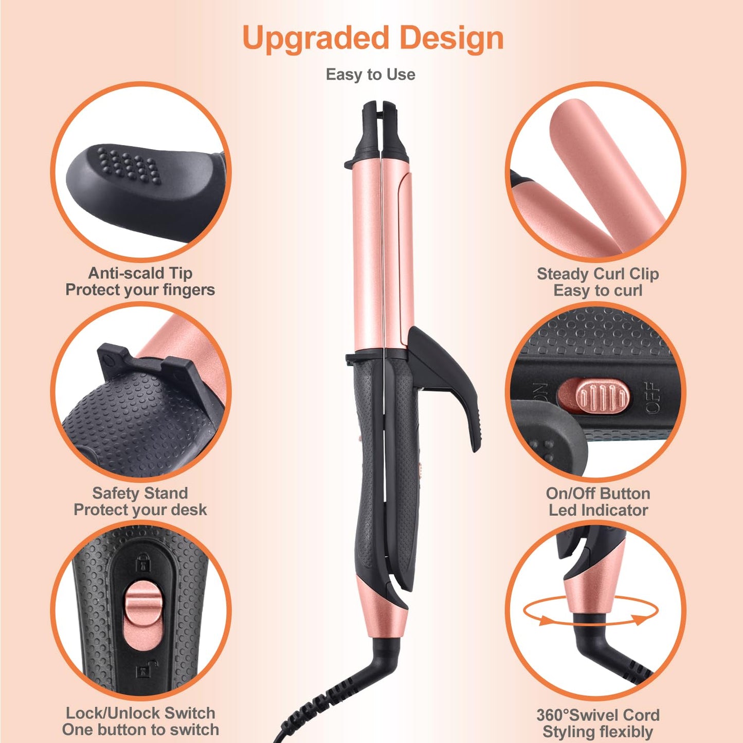 JYfeel 2-in-1 Flat Iron & Curling Iron, Travel Hair Straightener and Curler Combo with 1" Ceramic Plate, Dual Voltage, Rose Gold