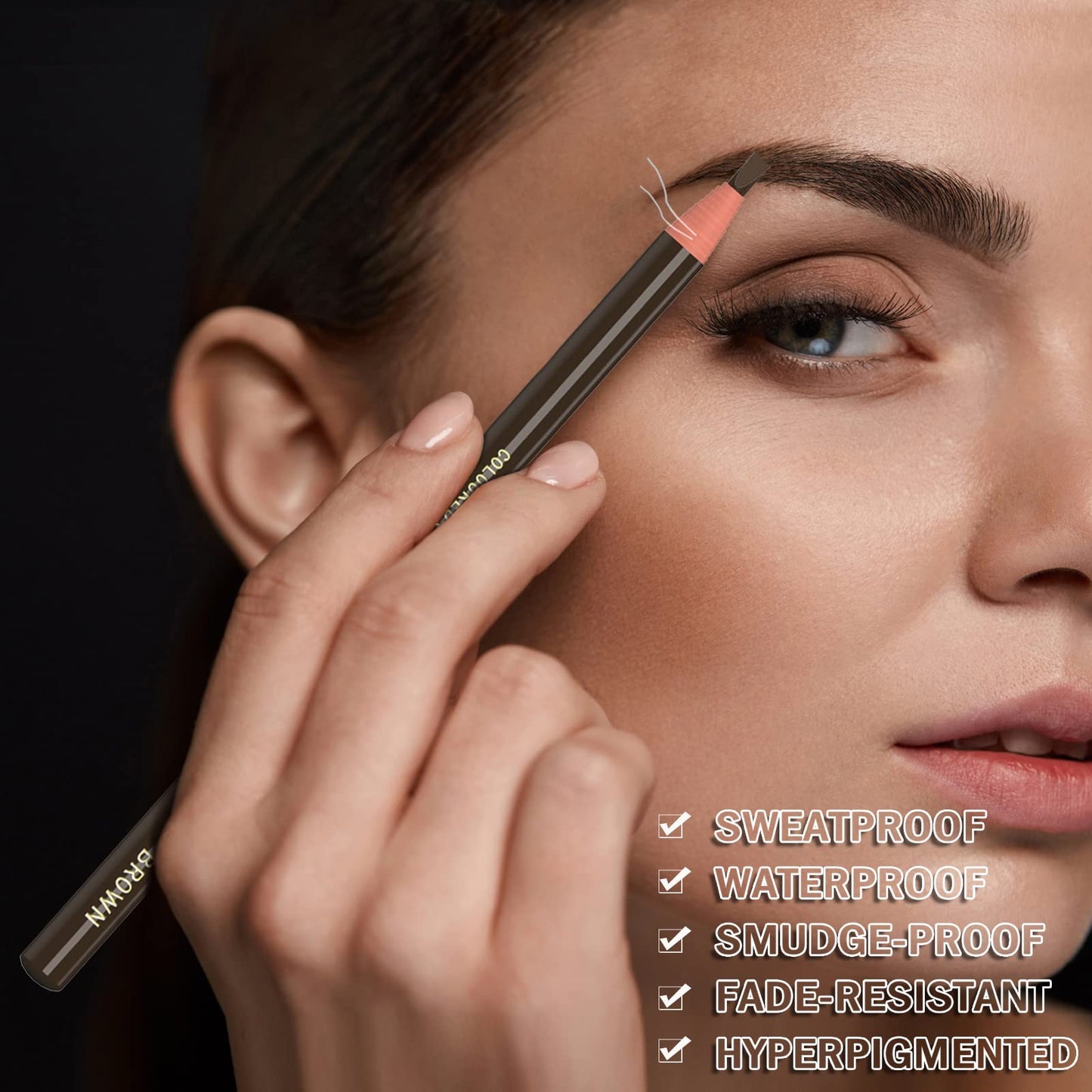 6 Piece Dark Brown Waterproof Eyebrows Pencil Tattoo Makeup And Microblading Supplies Kit-Permanent Eye Brow Liners In 5 Colors Waterproof Eyebrow