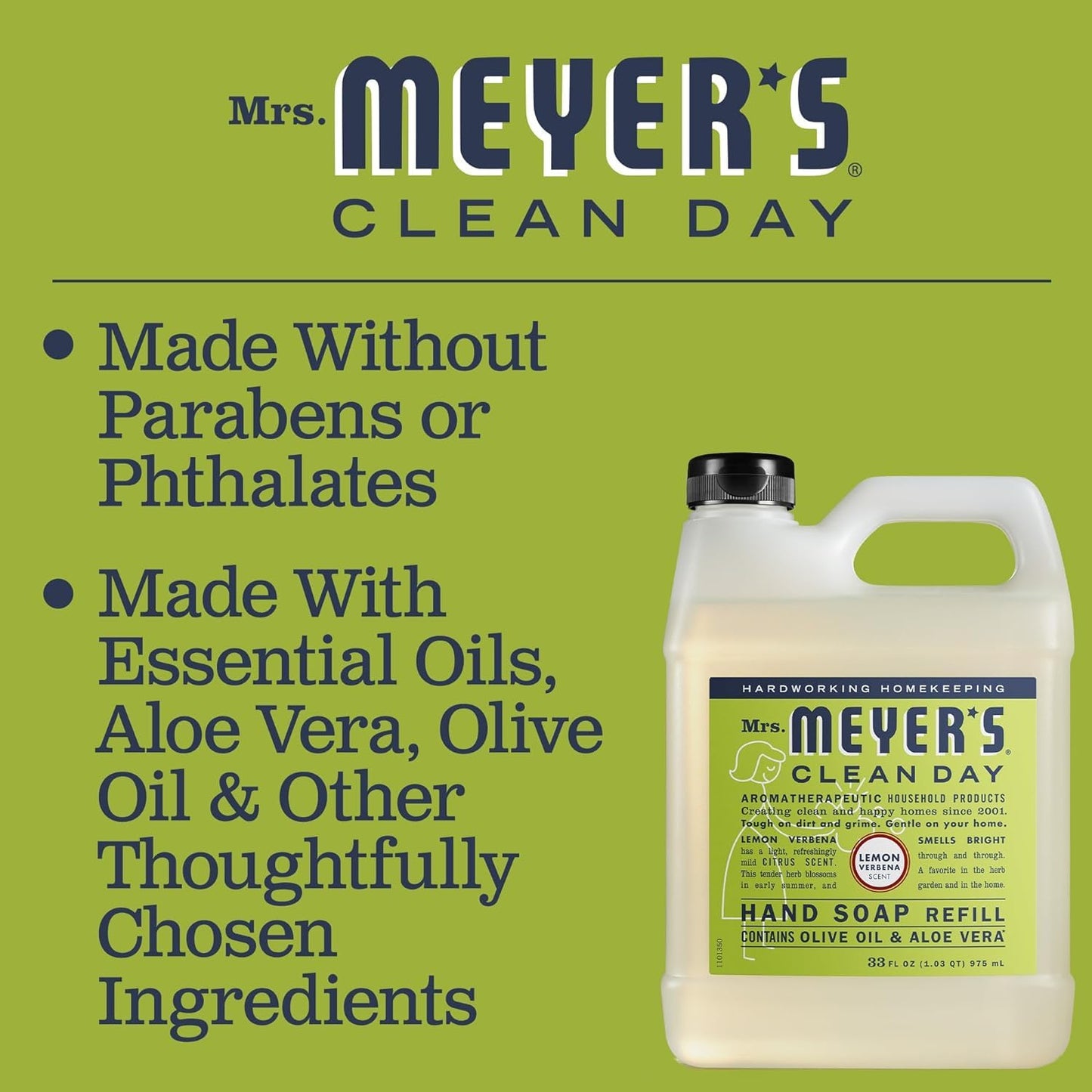 Mrs. MEYER'S CLEAN DAY Liquid Hand Soap Refill Lemon Verbena (33 Fl Oz (Pack of 3)) Beauty & Personal Care Mrs. MEYER'S