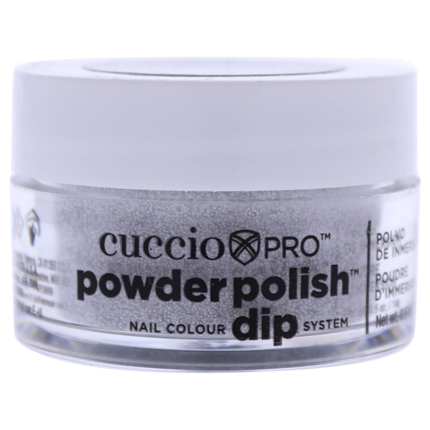 Cuccio Pro Powder Polish Dip - Silver W/ Silver Glitter - Nail Lacquer for Manicures & Pedicures, Easy & Fast Application/Removal - No LED/UV Light