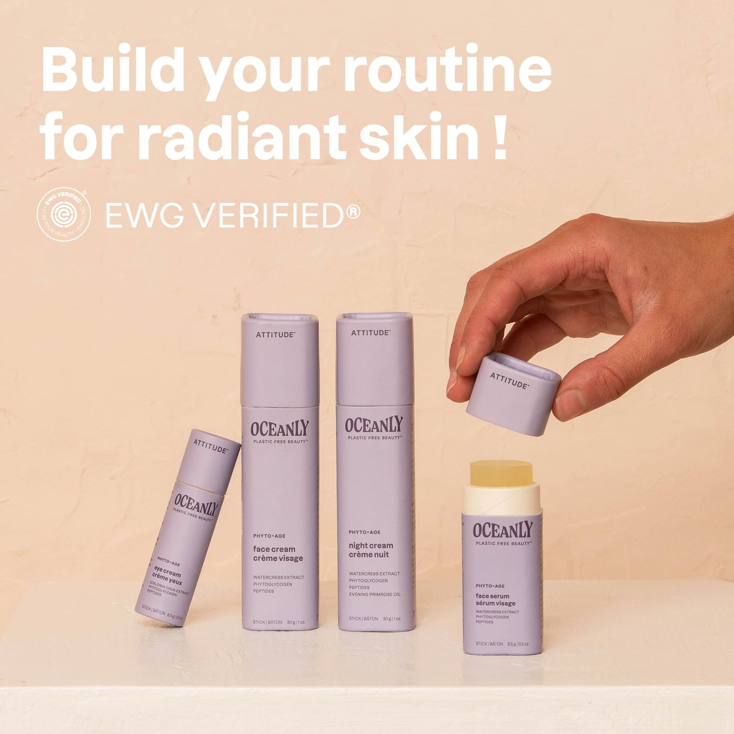 ATTITUDE Oceanly Face Serum Stick, EWG Verified, Plastic-free, Plant and Mineral-Based Ingredients, Vegan and Cruelty-free Beauty Products, PHYTO