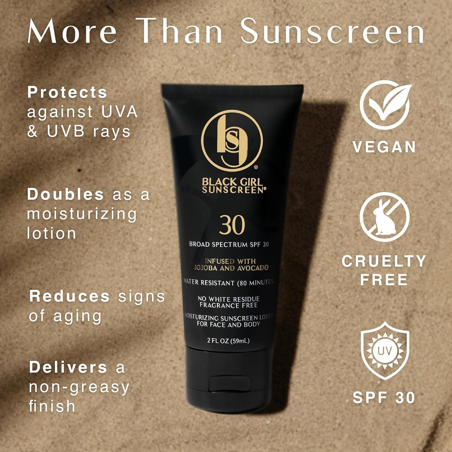 Black Girl Sunscreen SPF 30 for the Face & Body - Moisturizing Sun Protection, SPF 30, Sun Lotion for Women, Ultra Sheer, Travel Size, No White Cast