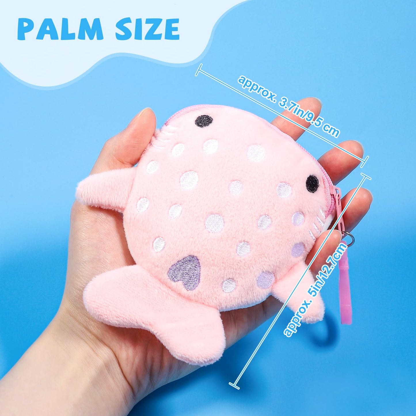 Niceup 12PCS Pink and Blue Whale Shark Kids Party Favors Plush Coin Purse Cute Keychains for Ocean Under the Sea Animal Goodie Bag Fillers