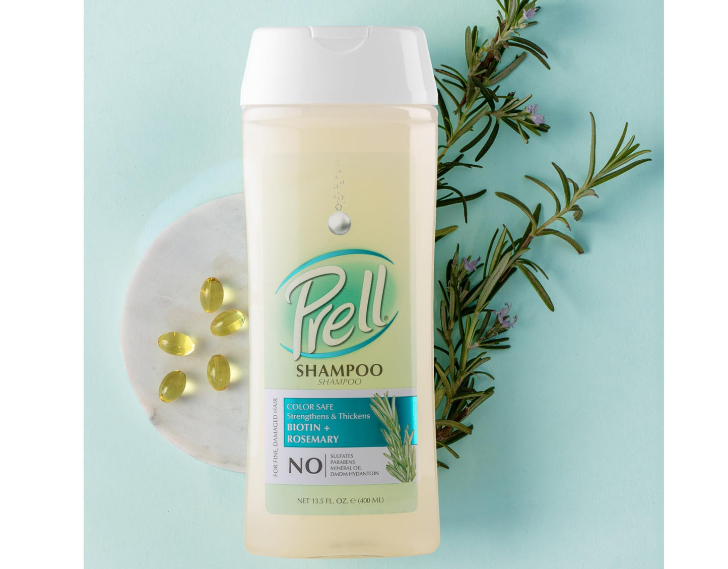 Prell Biotin & Rosemary Shampoo + Conditioner Set - Strengthens, Thickens & Revives Fine or Damaged Hair | Color-Safe Formula | 13.5 fl oz
