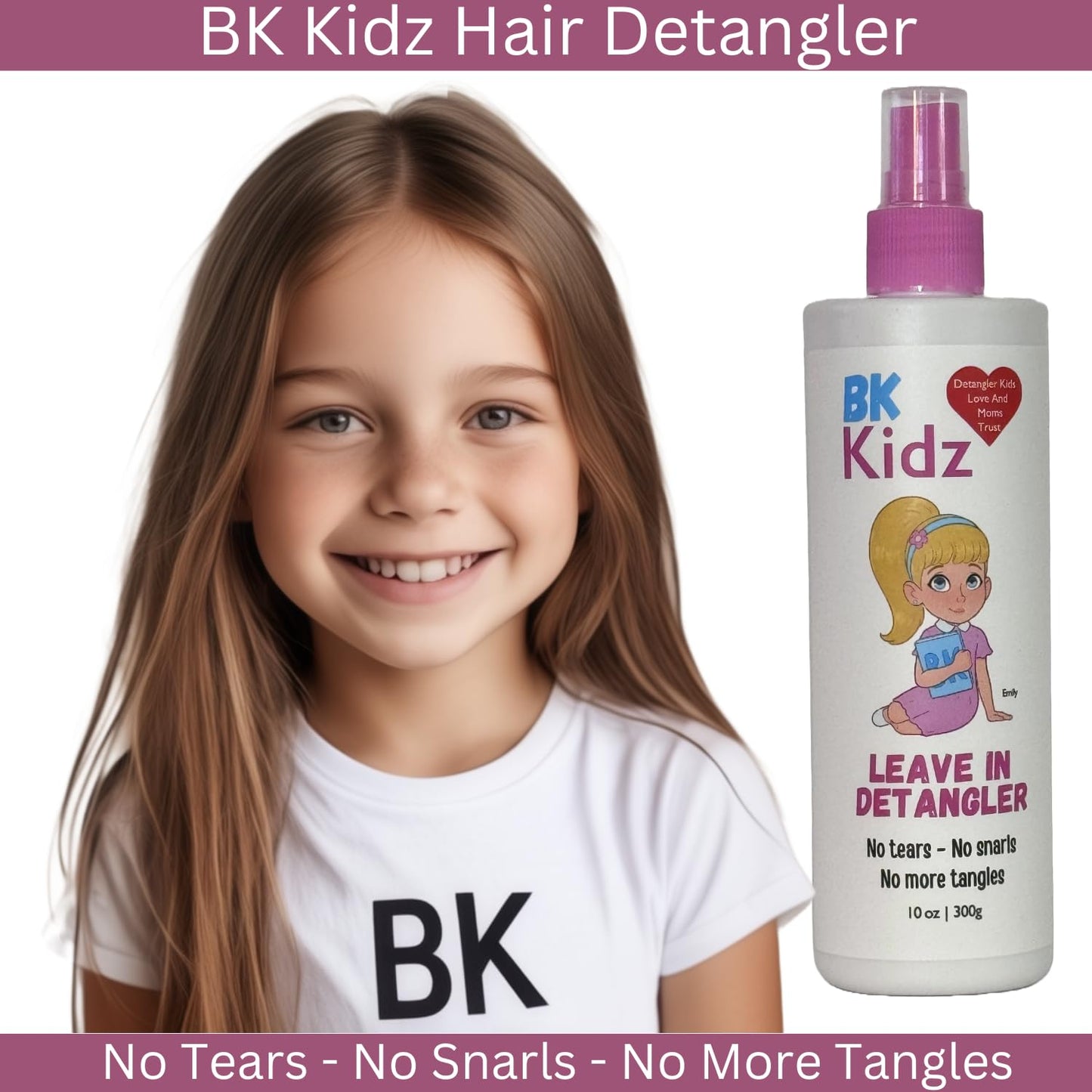 Hair Detangler Spray 10oz - Detangler Spray - No More Struggling With Tangles, White