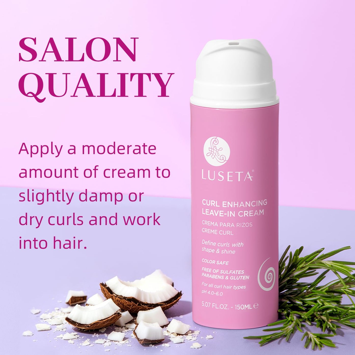 Luseta Curl Defining Cream Enhances Waves and Curls Hydrating and Moisturizing Leave in Cream for Curly Hair Frizz Control Add Shine Sulfate Free 5.07