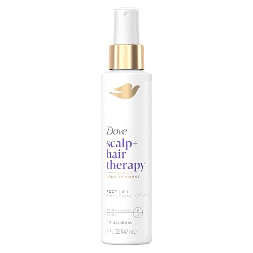 Dove Density Boost Root Lift Thickening Spray for Fuller Hair and Scalp Therapy, with Vitamin B3, Zinc and 0% sulfates, 5 oz