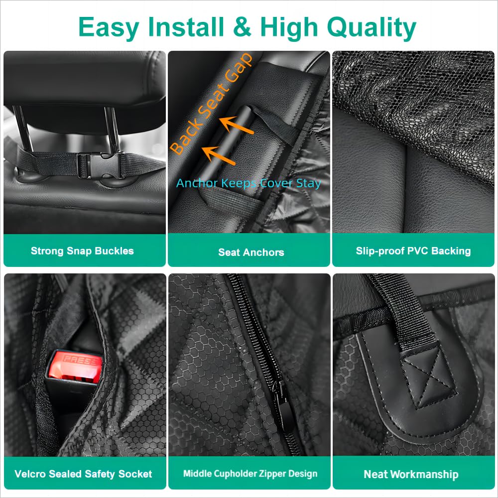 ANOSOSPECIAL Dog Car Seat Cover – Non-Slip, Waterproof Back Seat Protector, Fur-Resistant, Durable, Universal Fit for Cars, SUVs & Vans