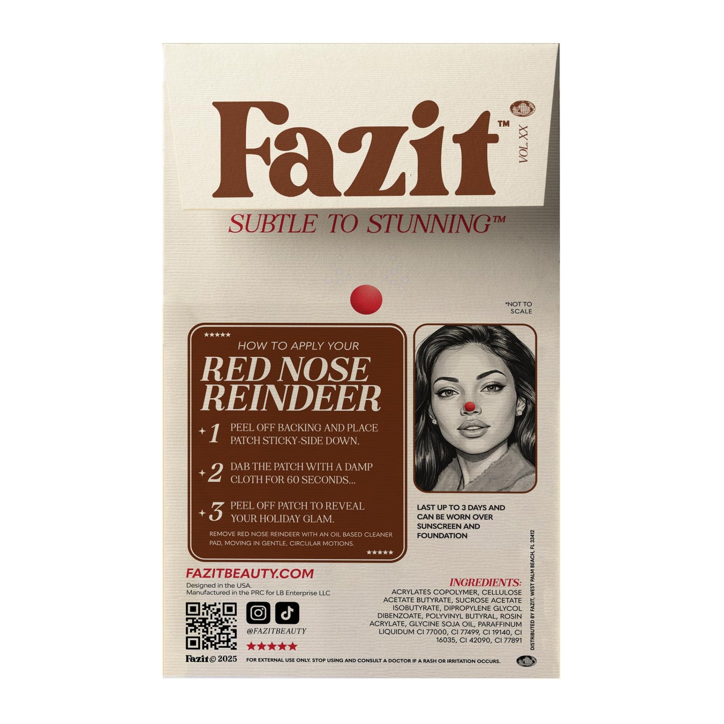 Fazit Makeup Patches - Red Nose Speckles - Glow Up Make-Up Patches - Cute Glitter Makeup Accessories for Women - Cosmetic Glitter for Face