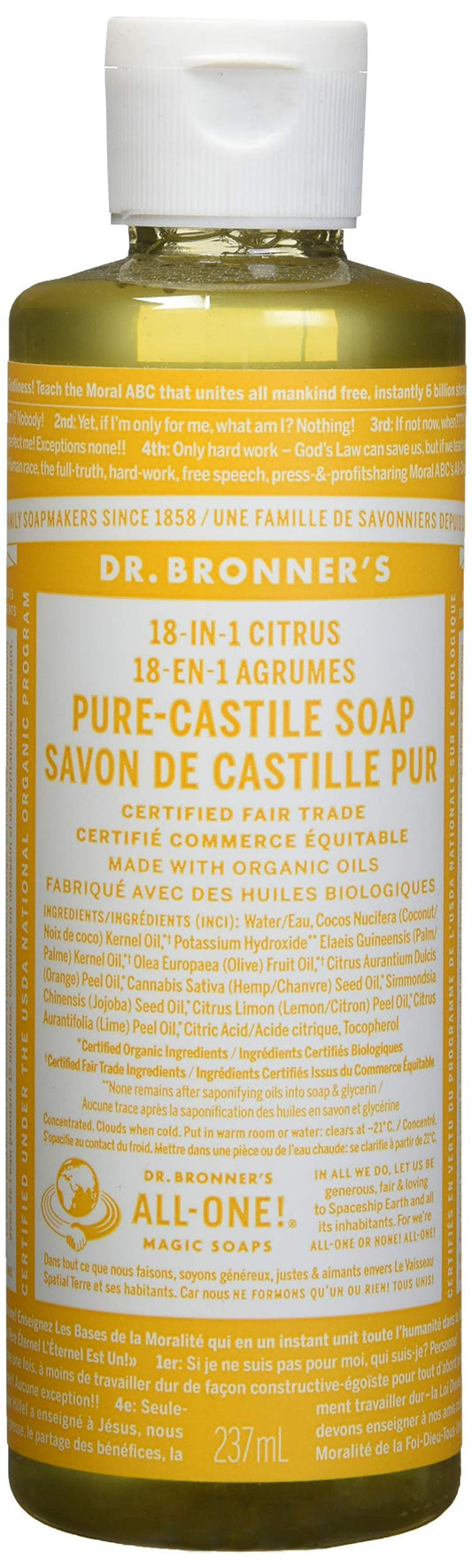 Dr. Bronner's Organic Pure Castile Liquid Soap Citrus Orange - 8 fl oz Beauty & Personal Care Dr. Bronner's