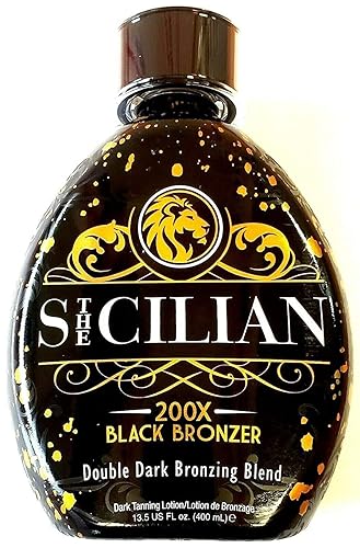 The Sicilian 200X Dark Black Bronzer Tanning Lotion - BEST for Glowing Skin - Gradual Bronzing & Sunless Self Tanner Lotion - Luxurious Sunless Body