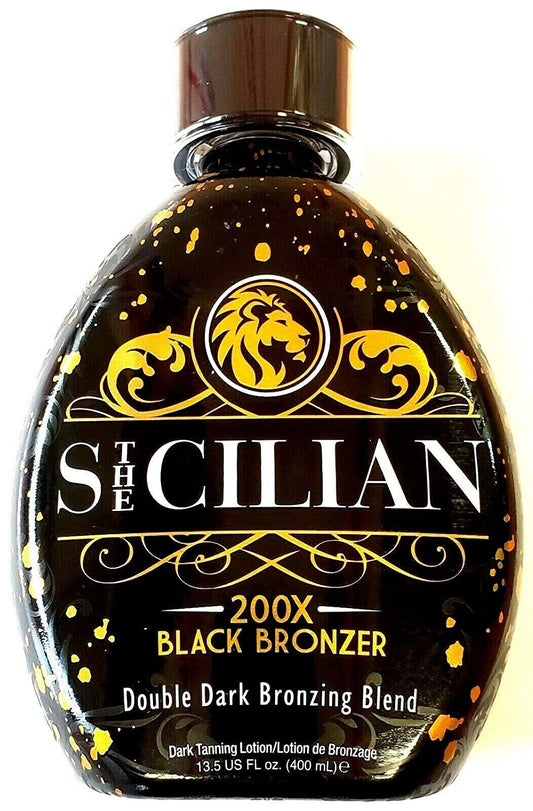 The Sicilian 200X Dark Black Bronzer Tanning Lotion - BEST for Glowing Skin - Gradual Bronzing & Sunless Self Tanner Lotion - Luxurious Sunless Body