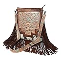 American Darling Messenger Hand Tooled Hair On Genuine Leather Women Bag Western Handbag Purse