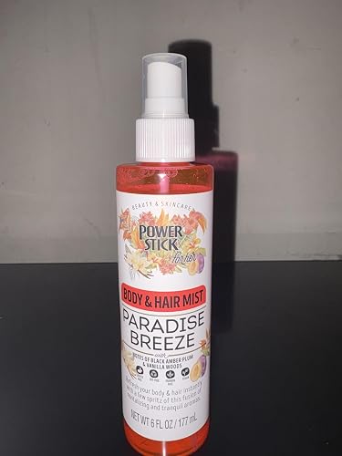 Power Stick for Her Paradise Breeze Body & Hair Mist, Long-Lasting Fragrance Spray with Black Amber Plum & Vanilla Woods Lightweight tropical scent, 6