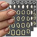 Dornail 6 Sheets 5D Crystal Soft Glue Embossed Nail Stickers Irregular Geometric Frames Nail Decals Hearts Waterdrop Nail Art Stickers Self Adhesive