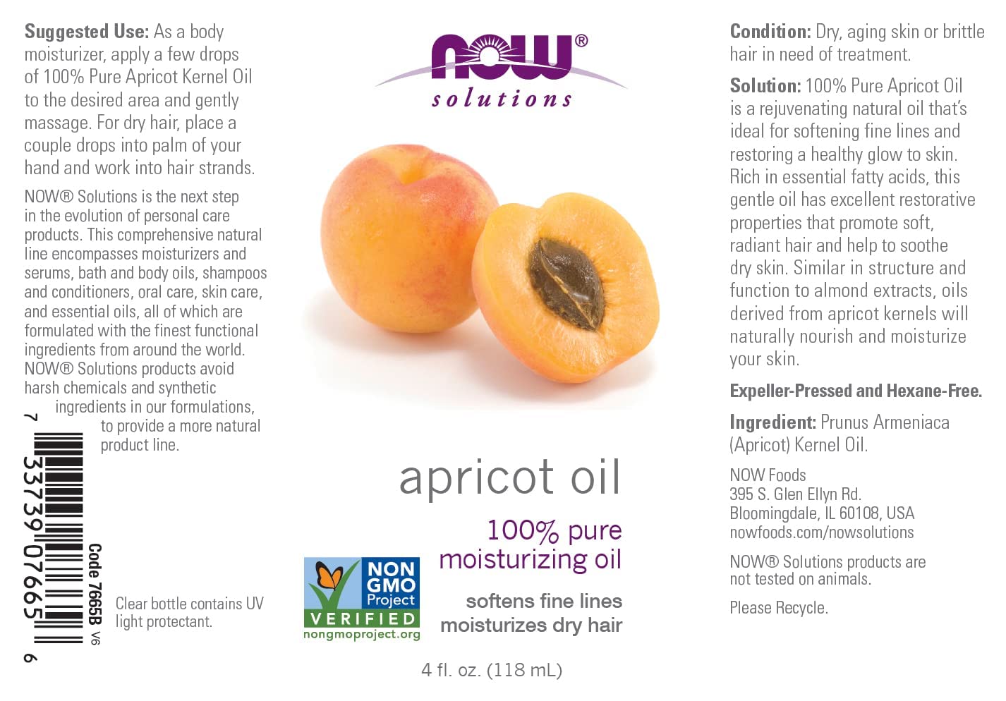 NOW Apricot Kernel Oil, 4-Ounce (Pack Of 2)