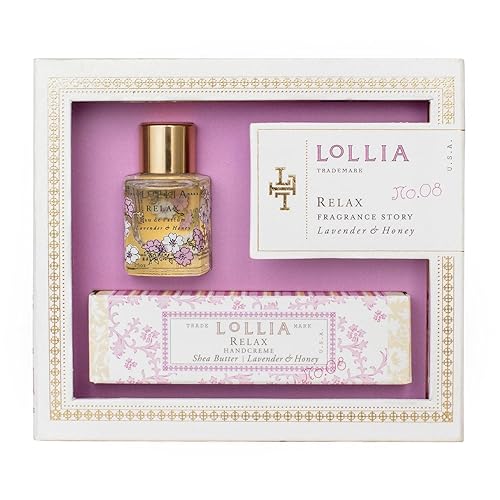 Lollia Relax Fragrance Story Gift Set - .16 fl. oz. Eau de Parfum & .33 oz. Petite Treat Handcreme - Lavender & Honey - Shea Butter Hand Cream